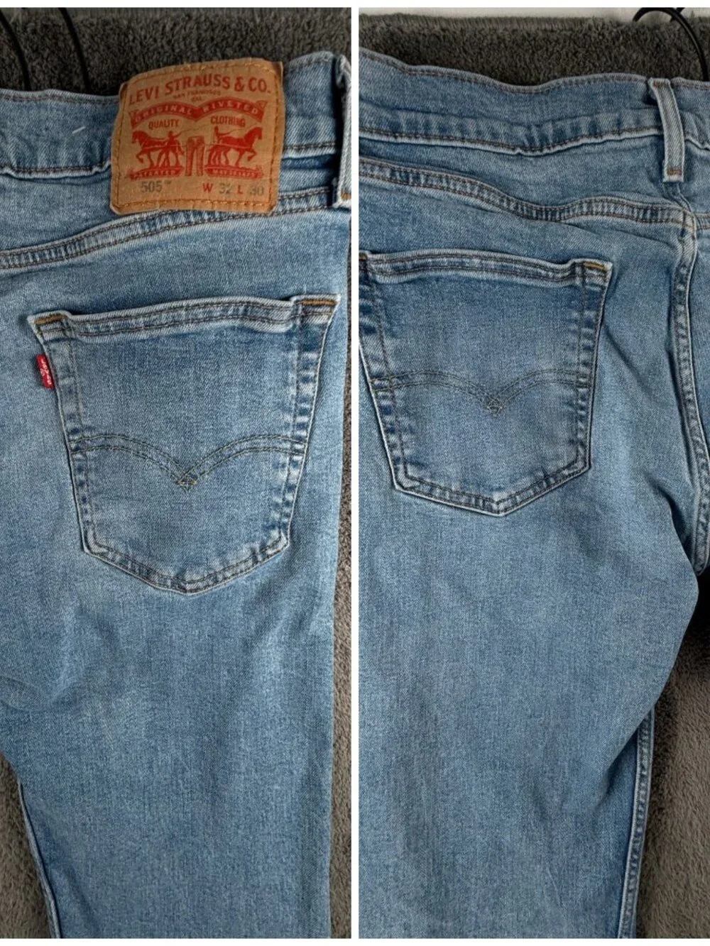 Levi's 505 Denim Jeans Blue ACTL 31x29 Zip Fly Cotton Blend Workwear Outdoors
